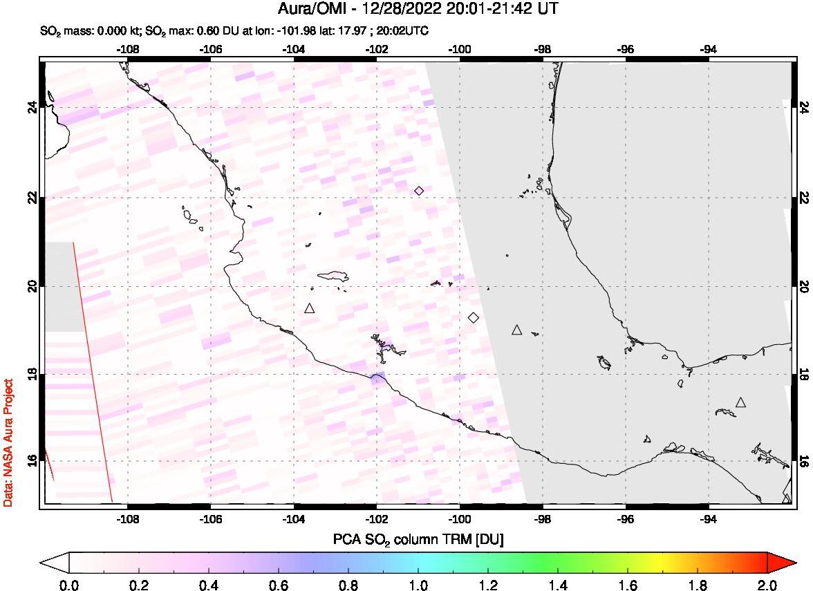 A sulfur dioxide image over Mexico on Dec 28, 2022.