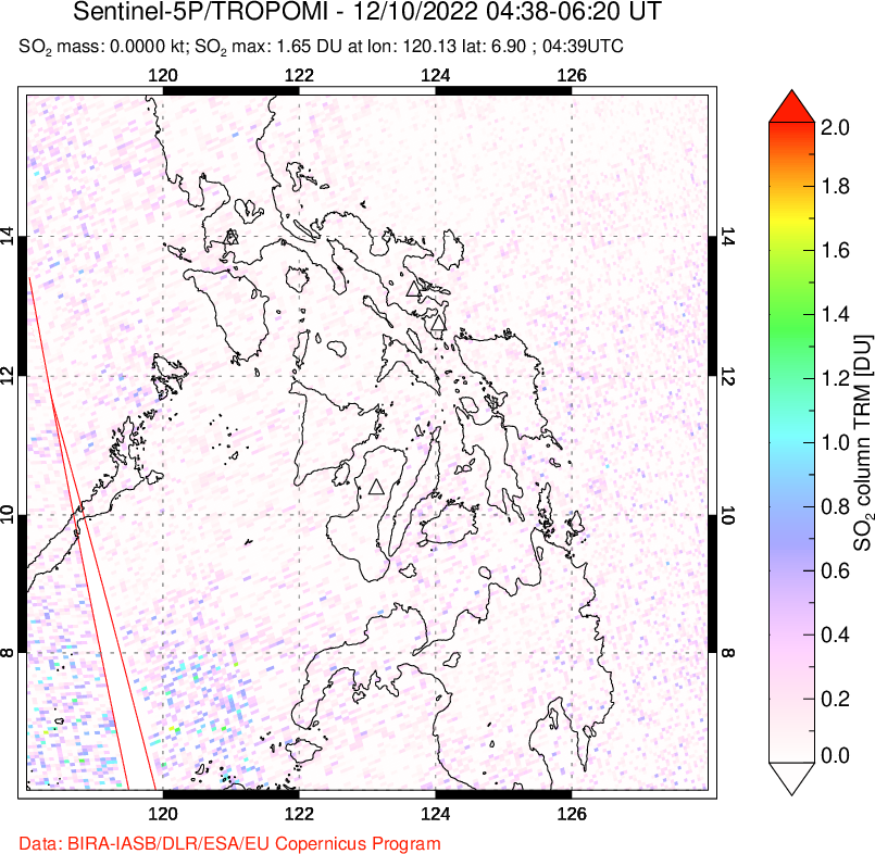 A sulfur dioxide image over Philippines on Dec 10, 2022.