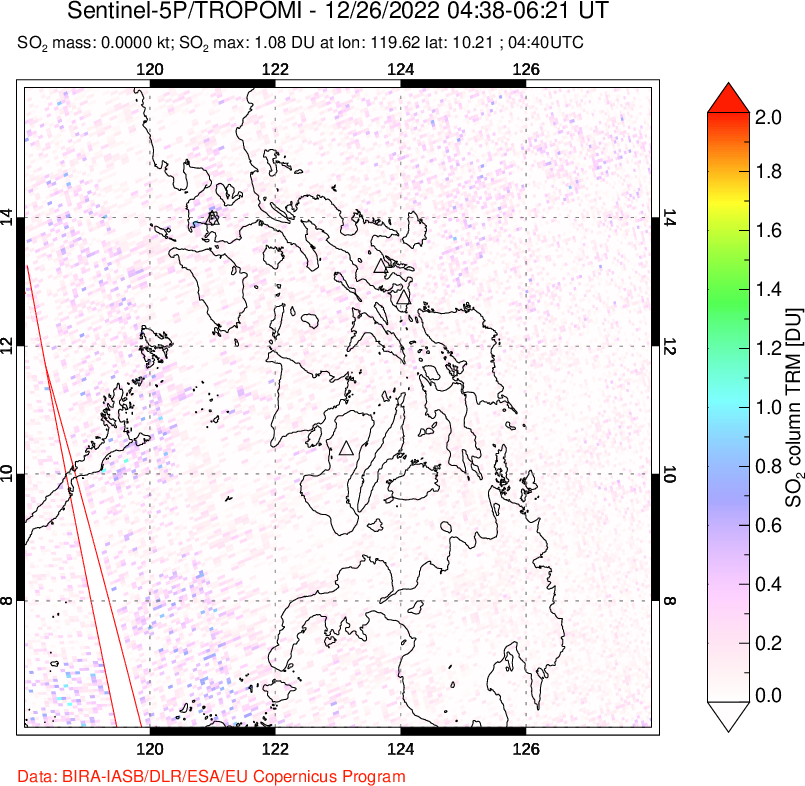 A sulfur dioxide image over Philippines on Dec 26, 2022.