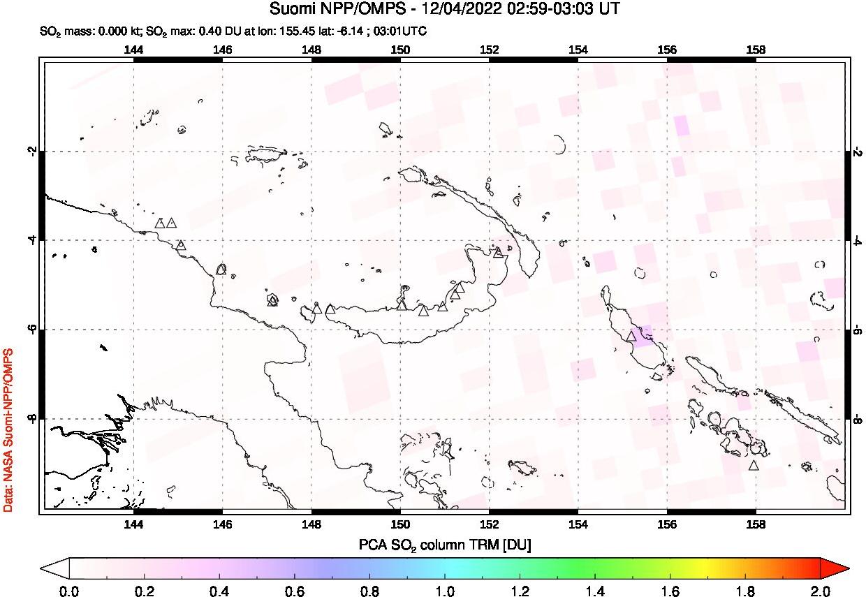 A sulfur dioxide image over Papua, New Guinea on Dec 04, 2022.
