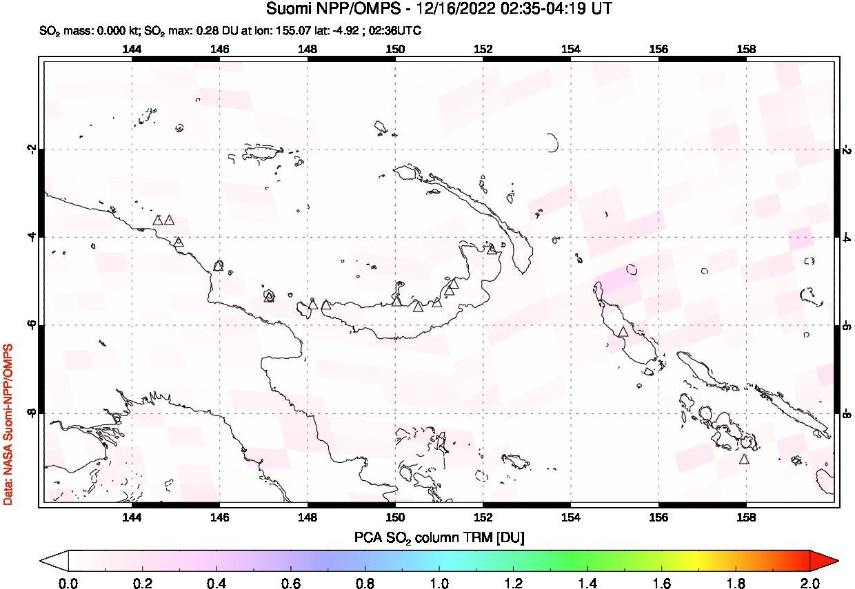 A sulfur dioxide image over Papua, New Guinea on Dec 16, 2022.