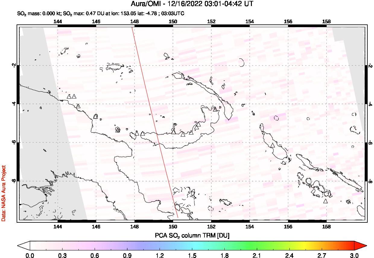 A sulfur dioxide image over Papua, New Guinea on Dec 16, 2022.