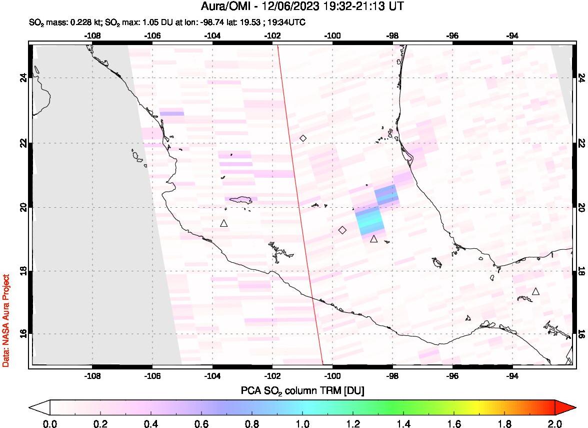 A sulfur dioxide image over Mexico on Dec 06, 2023.