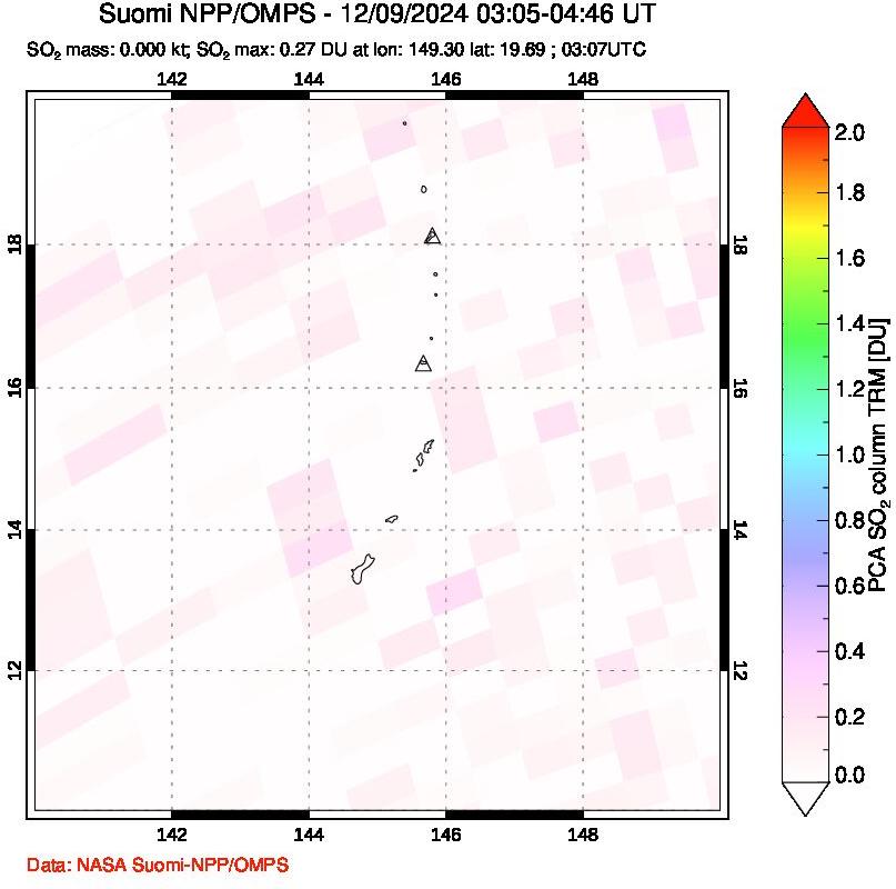 A sulfur dioxide image over Anatahan, Mariana Islands on Dec 09, 2024.