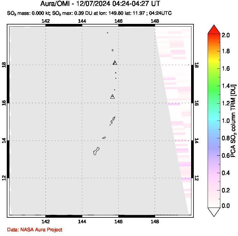 A sulfur dioxide image over Anatahan, Mariana Islands on Dec 07, 2024.