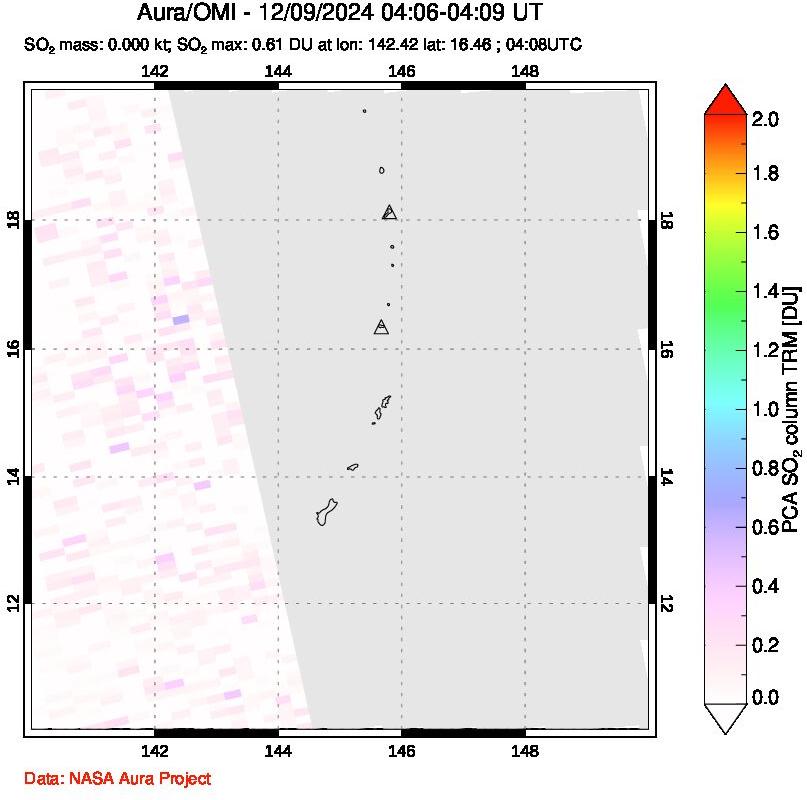 A sulfur dioxide image over Anatahan, Mariana Islands on Dec 09, 2024.