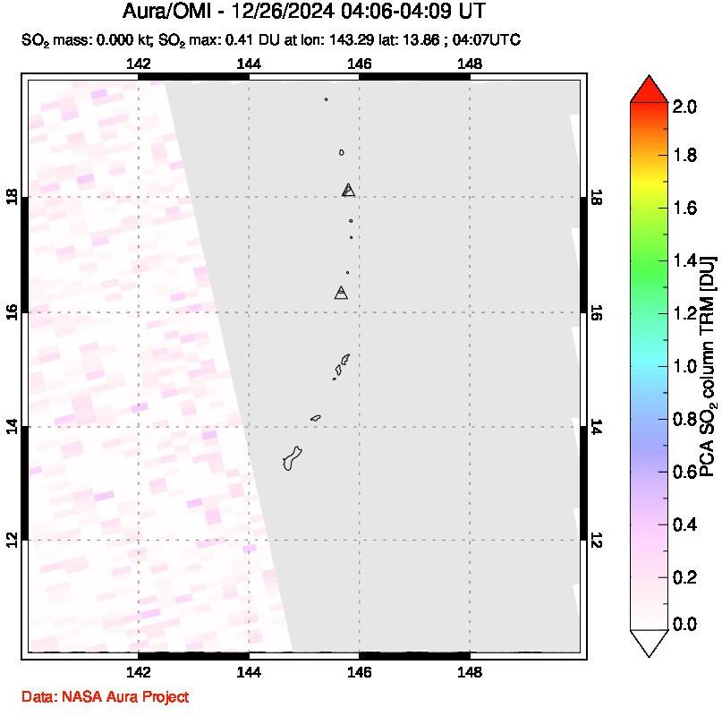 A sulfur dioxide image over Anatahan, Mariana Islands on Dec 26, 2024.