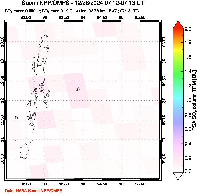 A sulfur dioxide image over Andaman Islands, Indian Ocean on Dec 28, 2024.