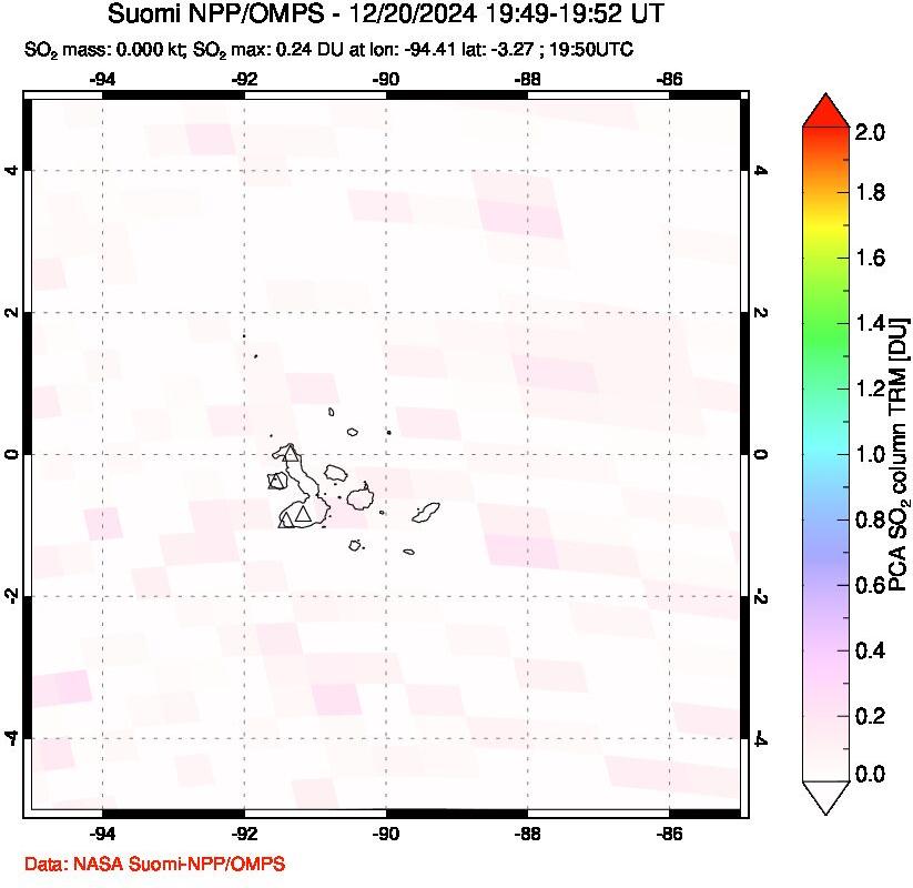 A sulfur dioxide image over Galápagos Islands on Dec 20, 2024.