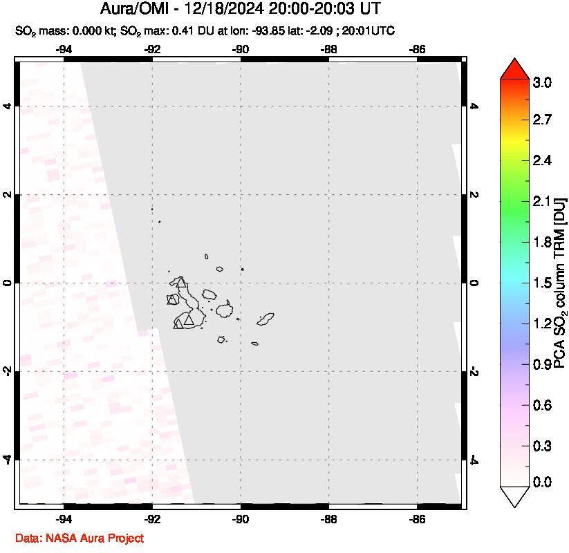 A sulfur dioxide image over Galápagos Islands on Dec 18, 2024.