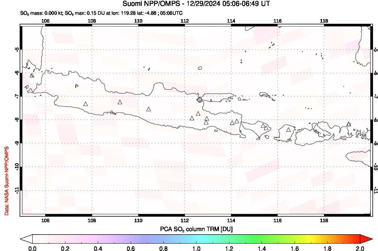 A sulfur dioxide image over Java, Indonesia on Dec 29, 2024.