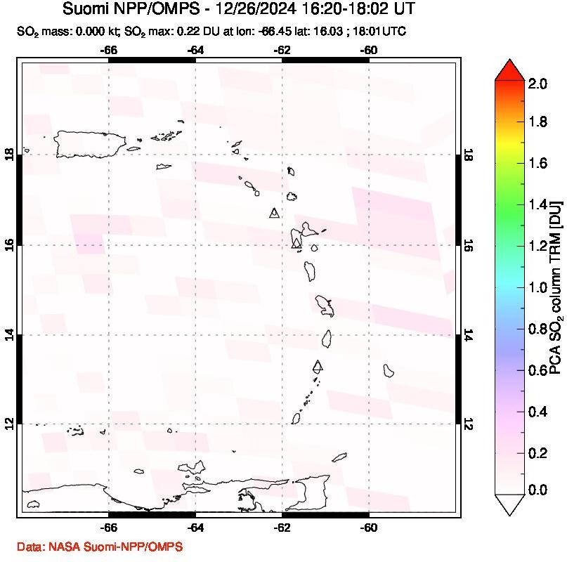 A sulfur dioxide image over Montserrat, West Indies on Dec 26, 2024.