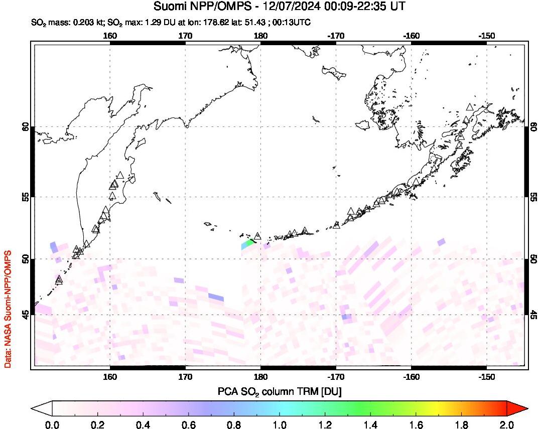 A sulfur dioxide image over North Pacific on Dec 07, 2024.