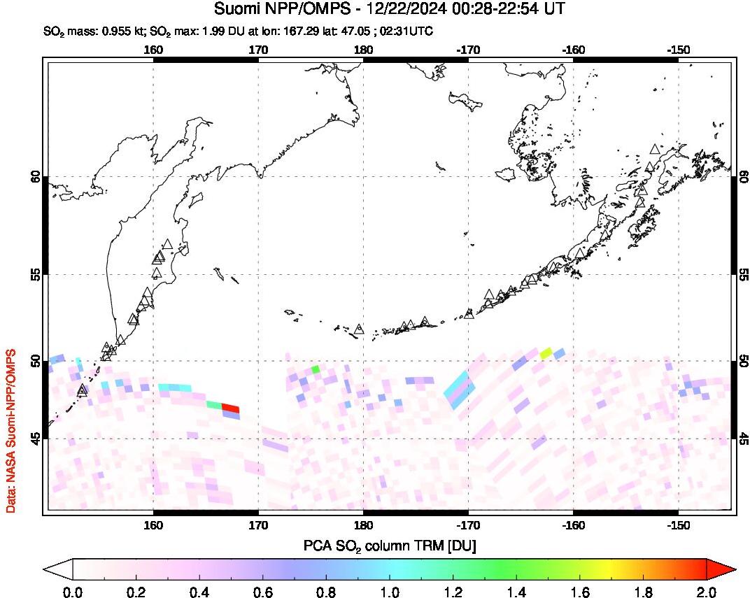 A sulfur dioxide image over North Pacific on Dec 22, 2024.