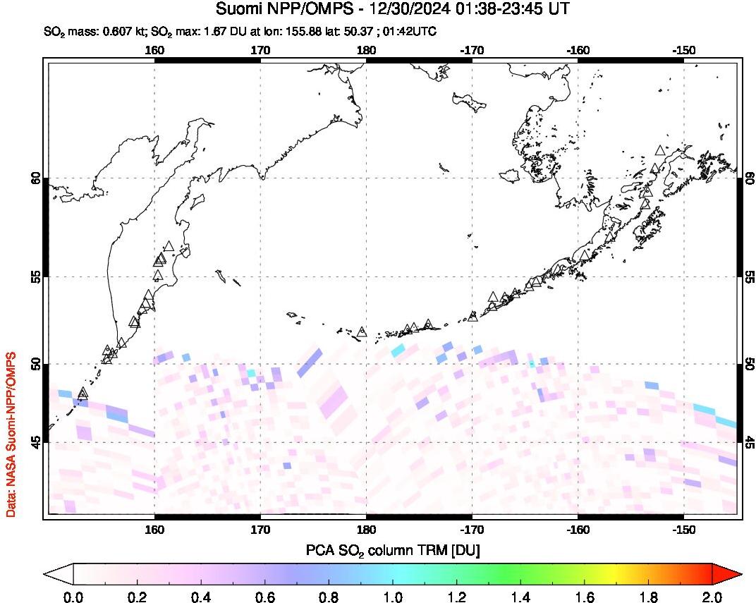 A sulfur dioxide image over North Pacific on Dec 30, 2024.