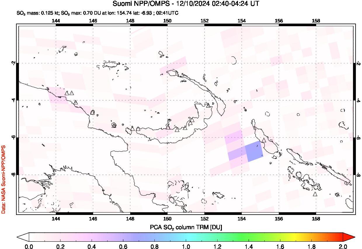 A sulfur dioxide image over Papua, New Guinea on Dec 10, 2024.