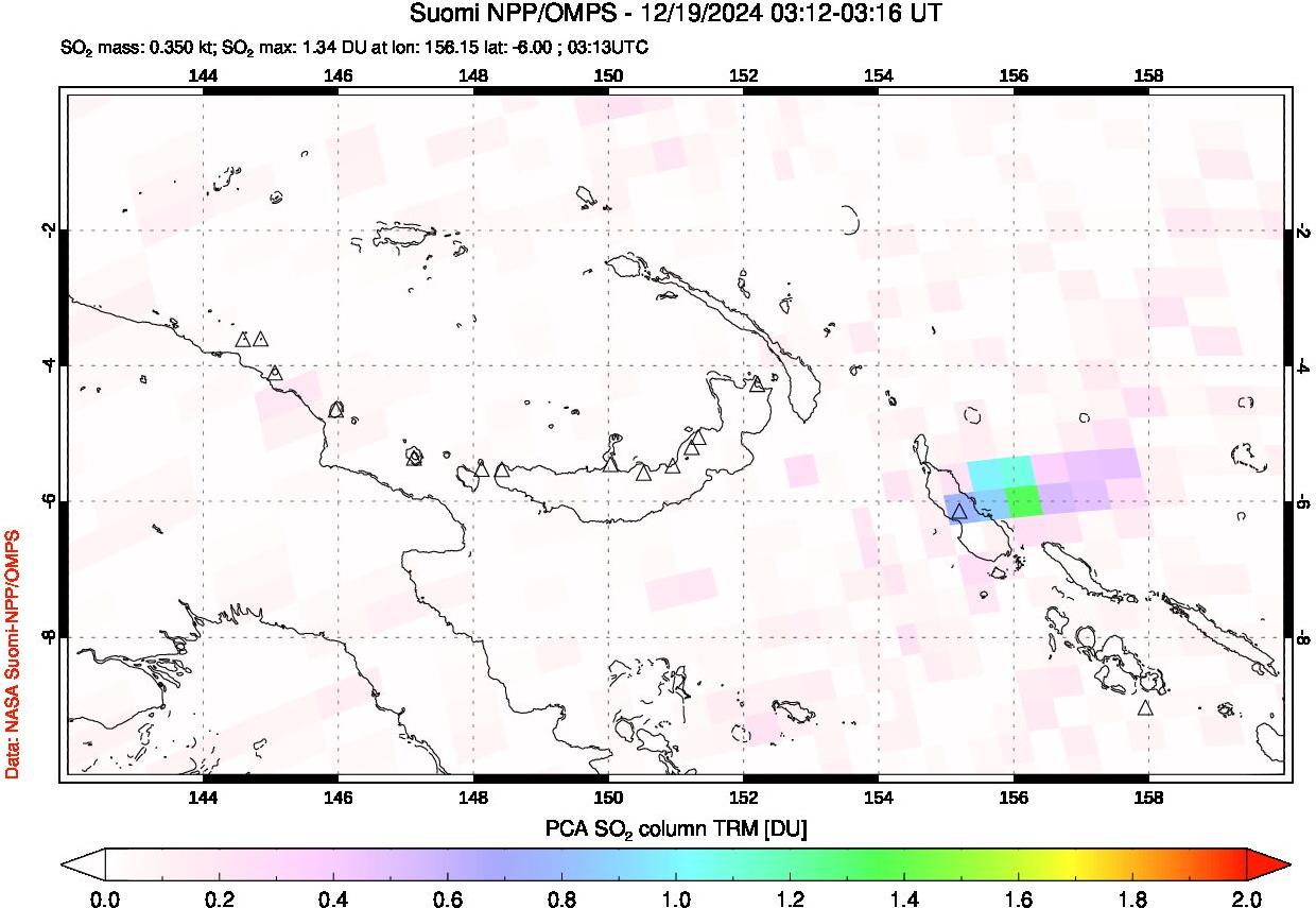 A sulfur dioxide image over Papua, New Guinea on Dec 19, 2024.