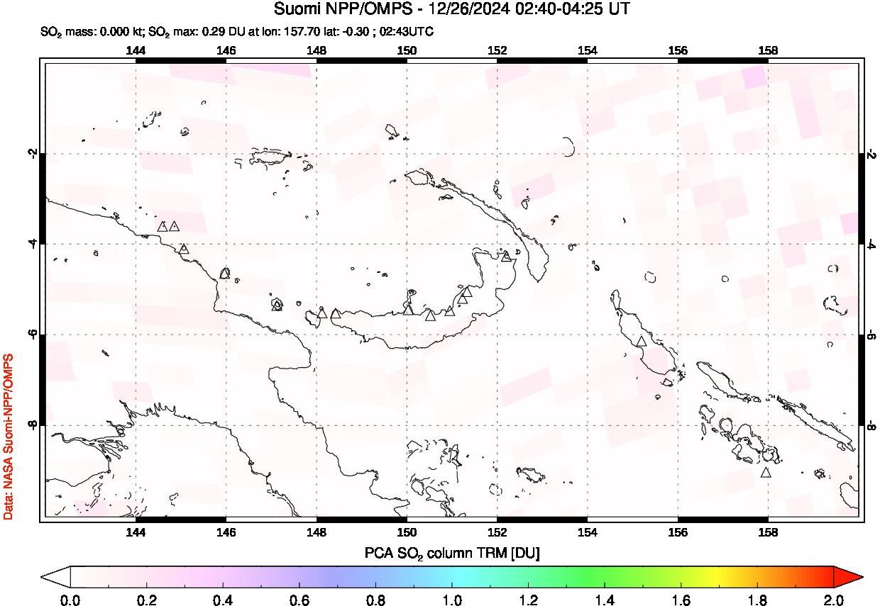 A sulfur dioxide image over Papua, New Guinea on Dec 26, 2024.