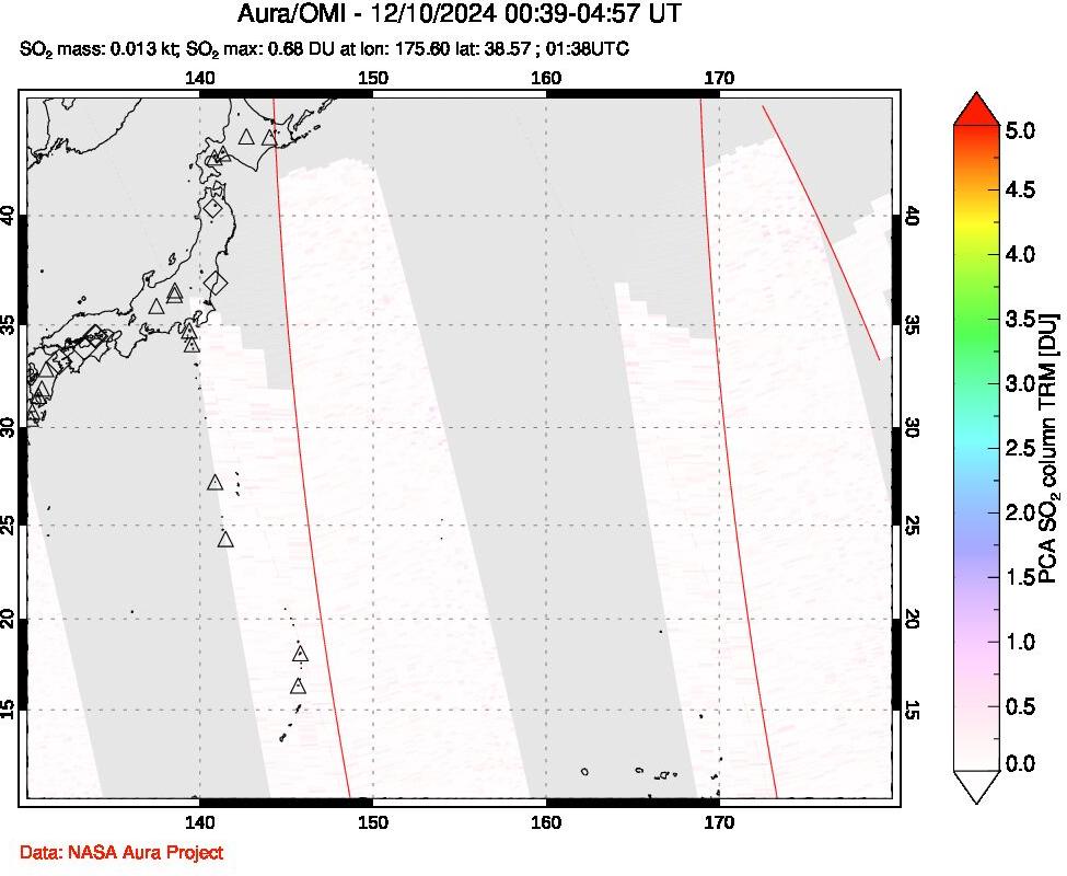 A sulfur dioxide image over Western Pacific on Dec 10, 2024.