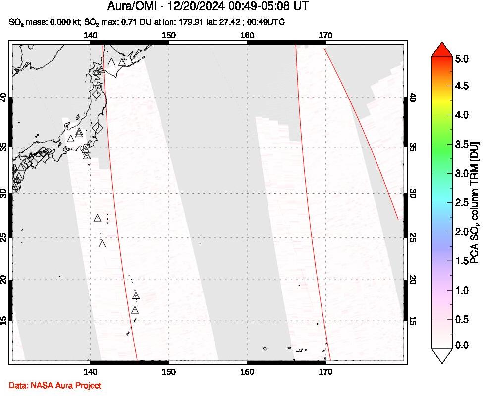 A sulfur dioxide image over Western Pacific on Dec 20, 2024.