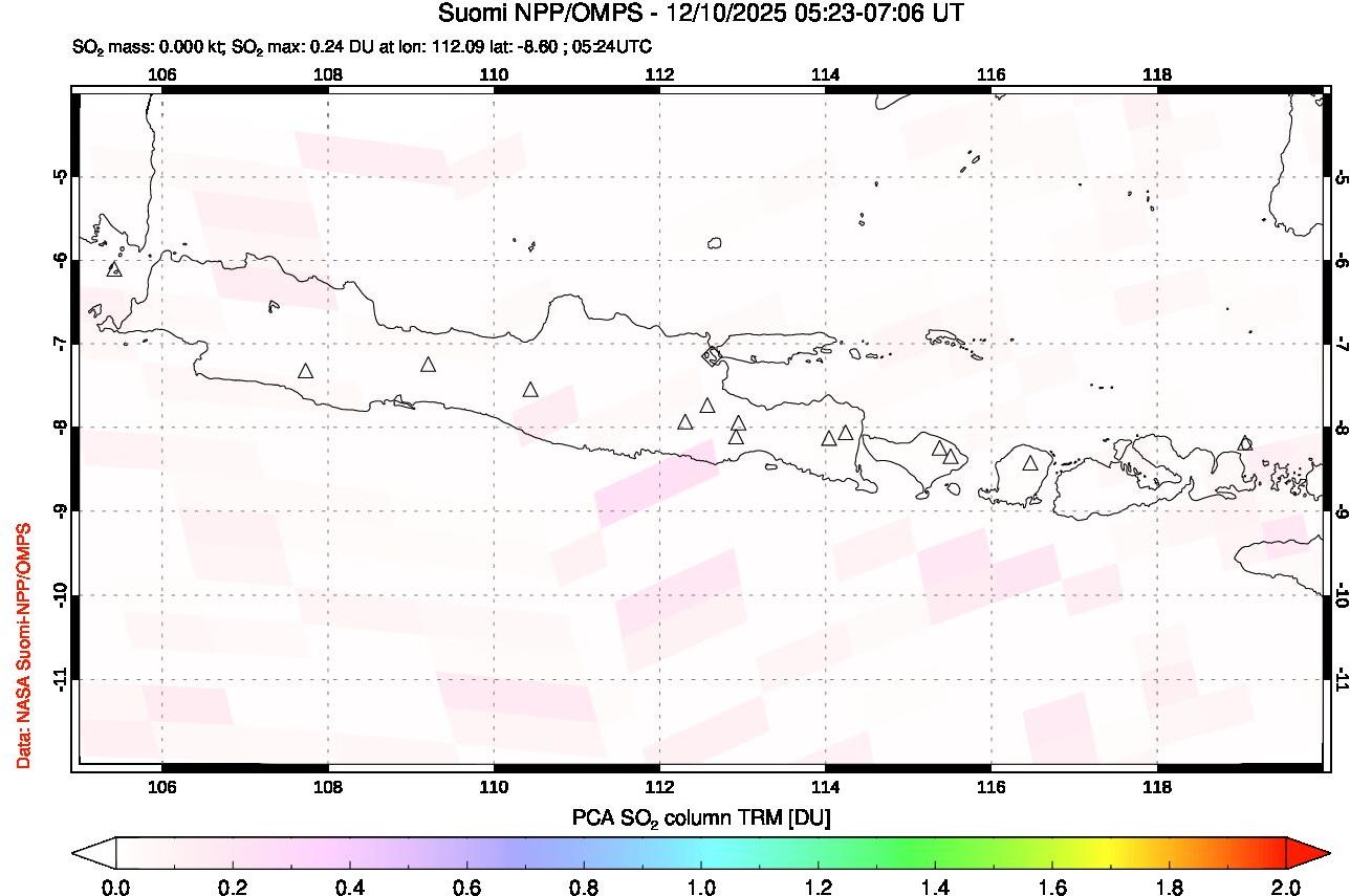 A sulfur dioxide image over Java, Indonesia on Dec 10, 2025.