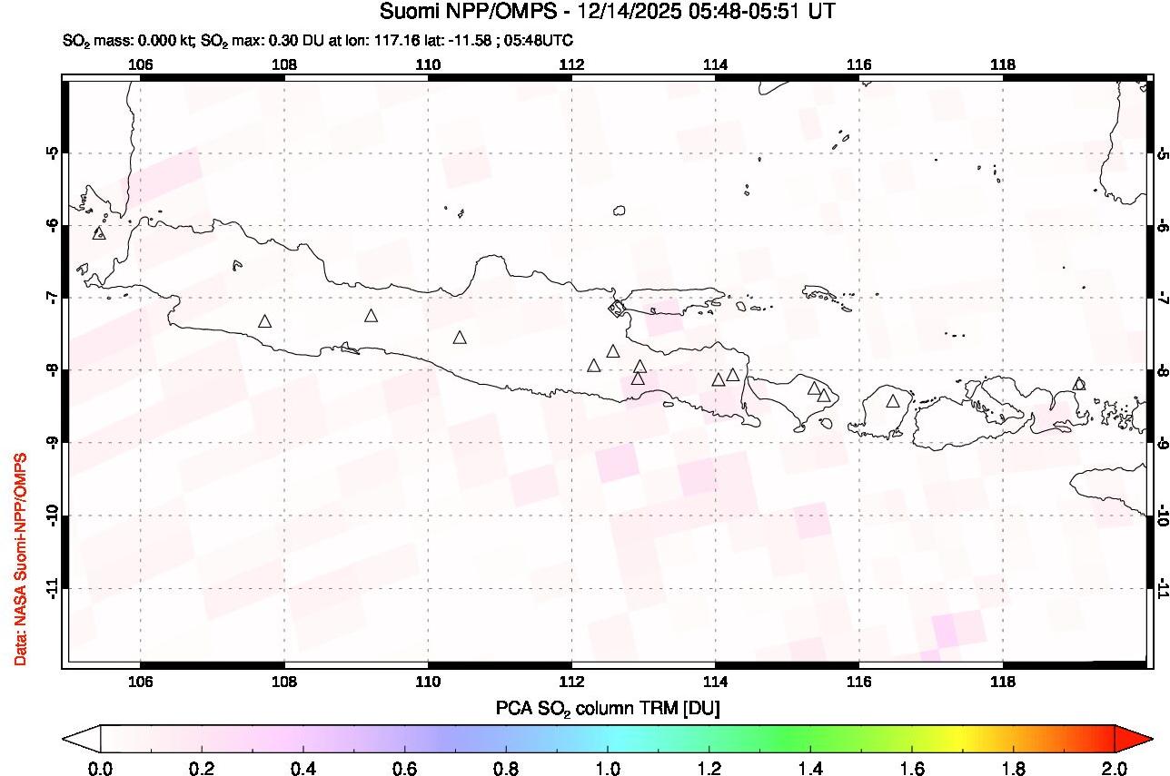 A sulfur dioxide image over Java, Indonesia on Dec 14, 2025.