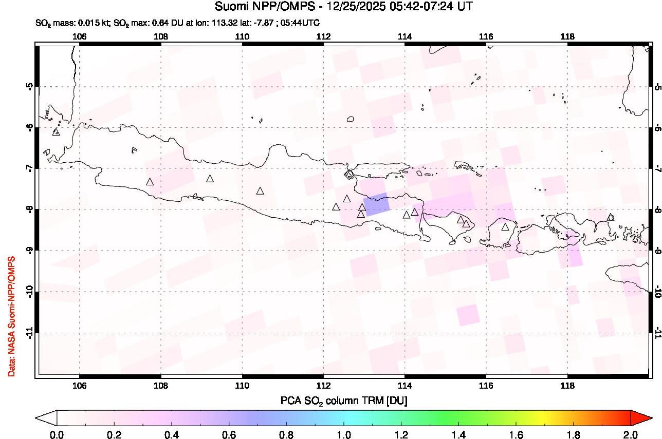 A sulfur dioxide image over Java, Indonesia on Dec 25, 2025.