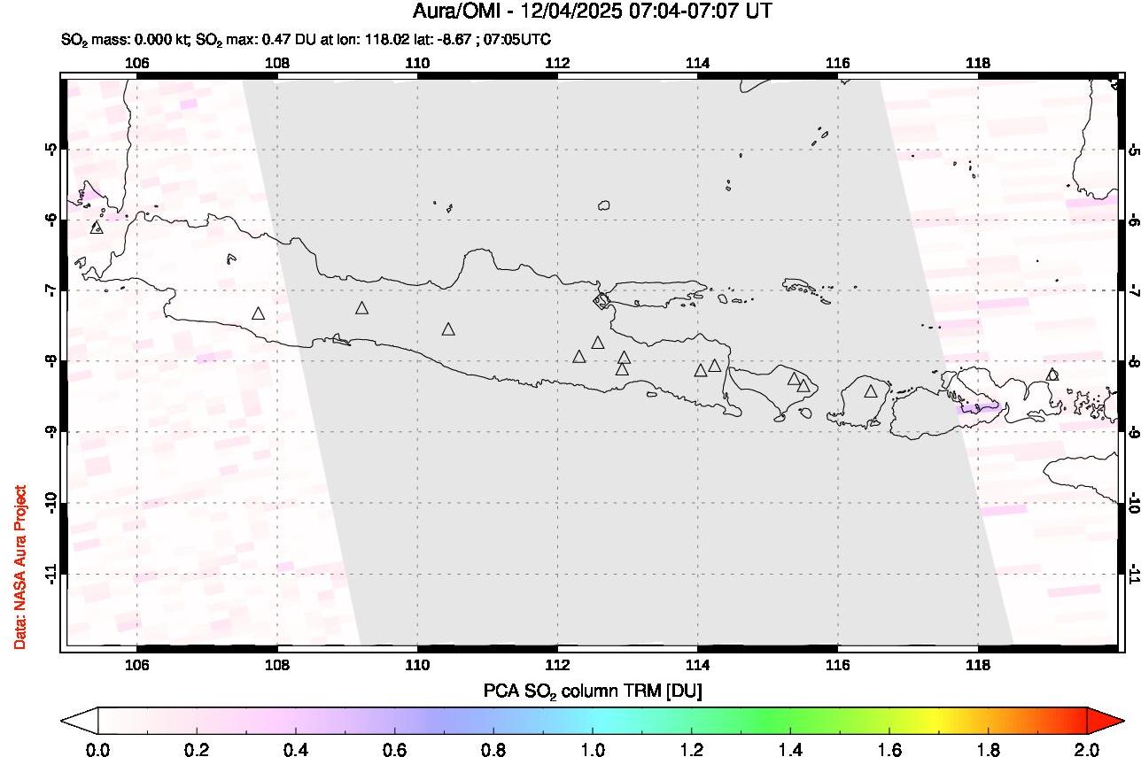 A sulfur dioxide image over Java, Indonesia on Dec 04, 2025.