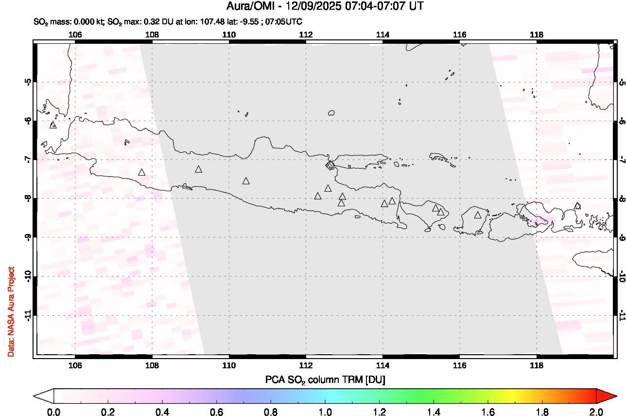 A sulfur dioxide image over Java, Indonesia on Dec 09, 2025.