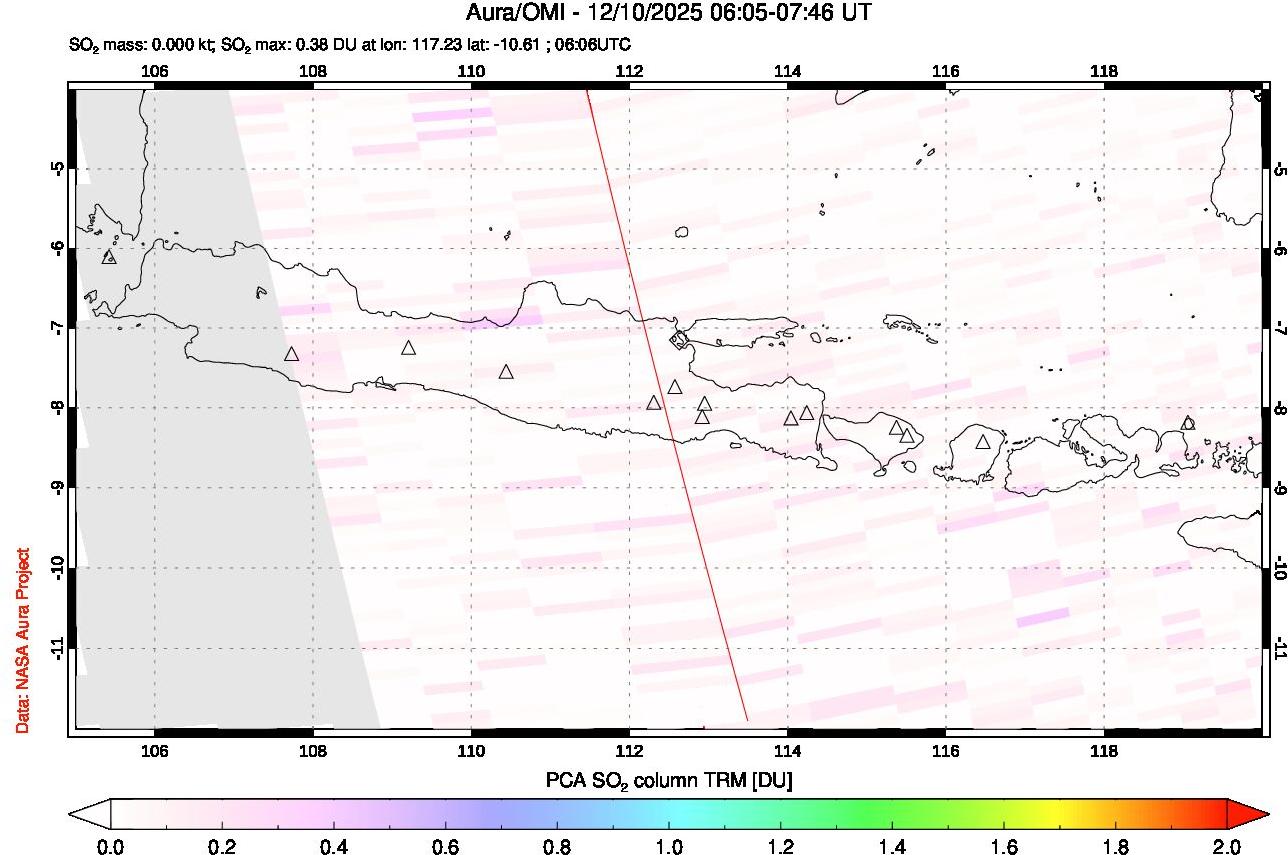 A sulfur dioxide image over Java, Indonesia on Dec 10, 2025.