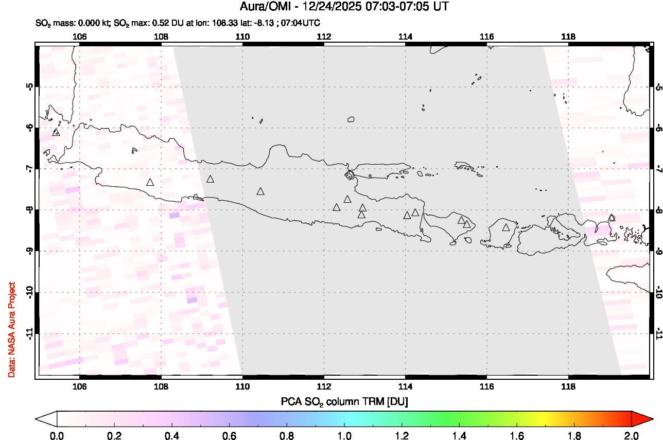 A sulfur dioxide image over Java, Indonesia on Dec 24, 2025.